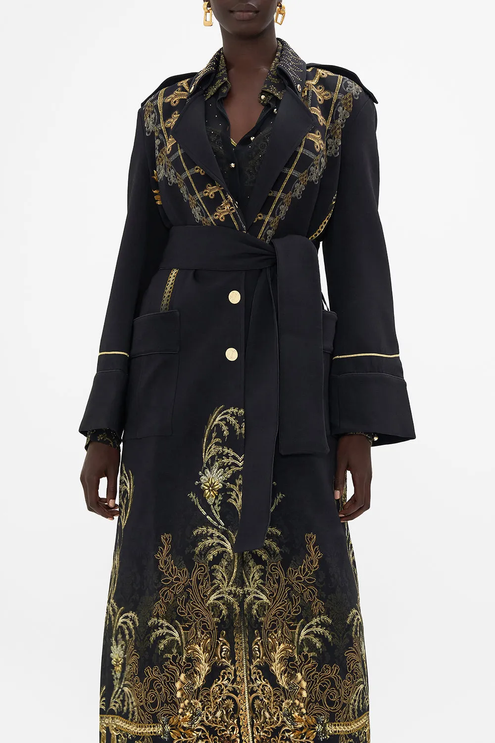 LONG MILITARY COAT THE NIGHT IS NOIR sold by Camilla product image thumbnail 5