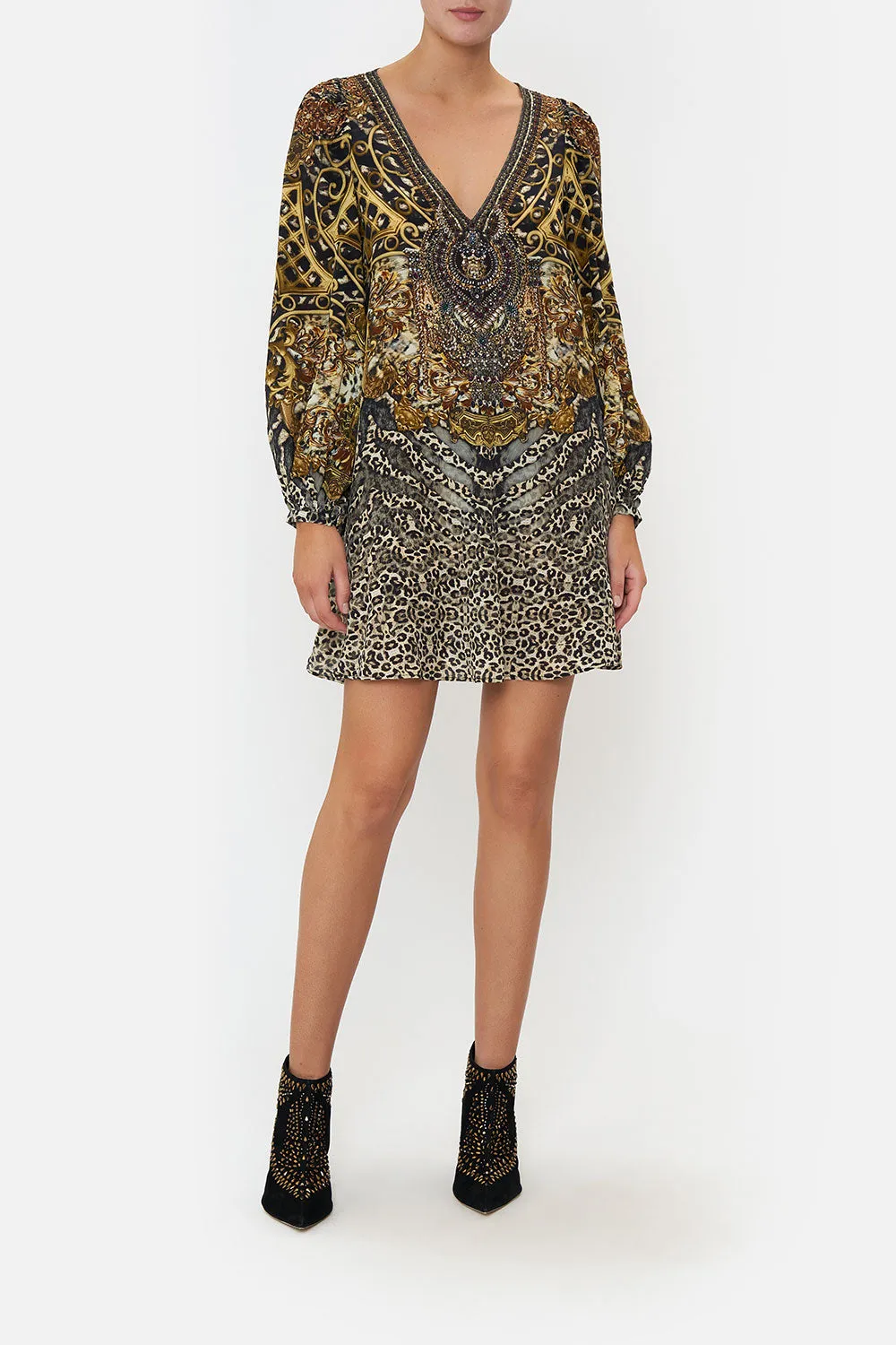 V NECK BLOUSON SLEEVE DRESS ARMADA sold by Camilla