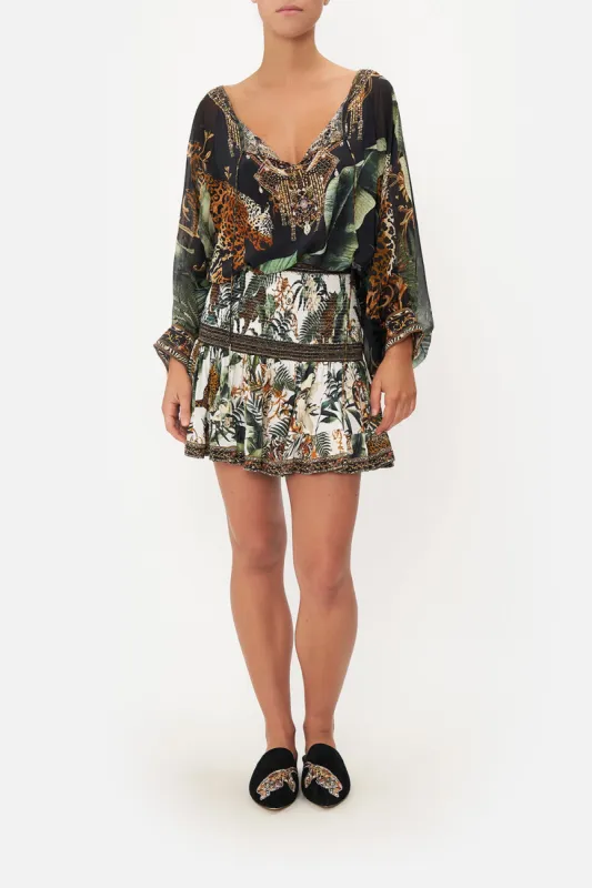 SHORT SHIRRED SKIRT TIGER TRAP sold by Camilla