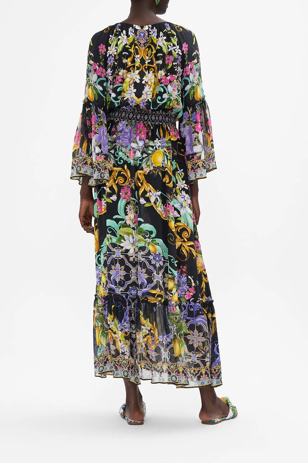 LONG DRESS WITH GATHERED BELL SLEEVE MEET ME IN MARCHESA sold by Camilla product image thumbnail 2