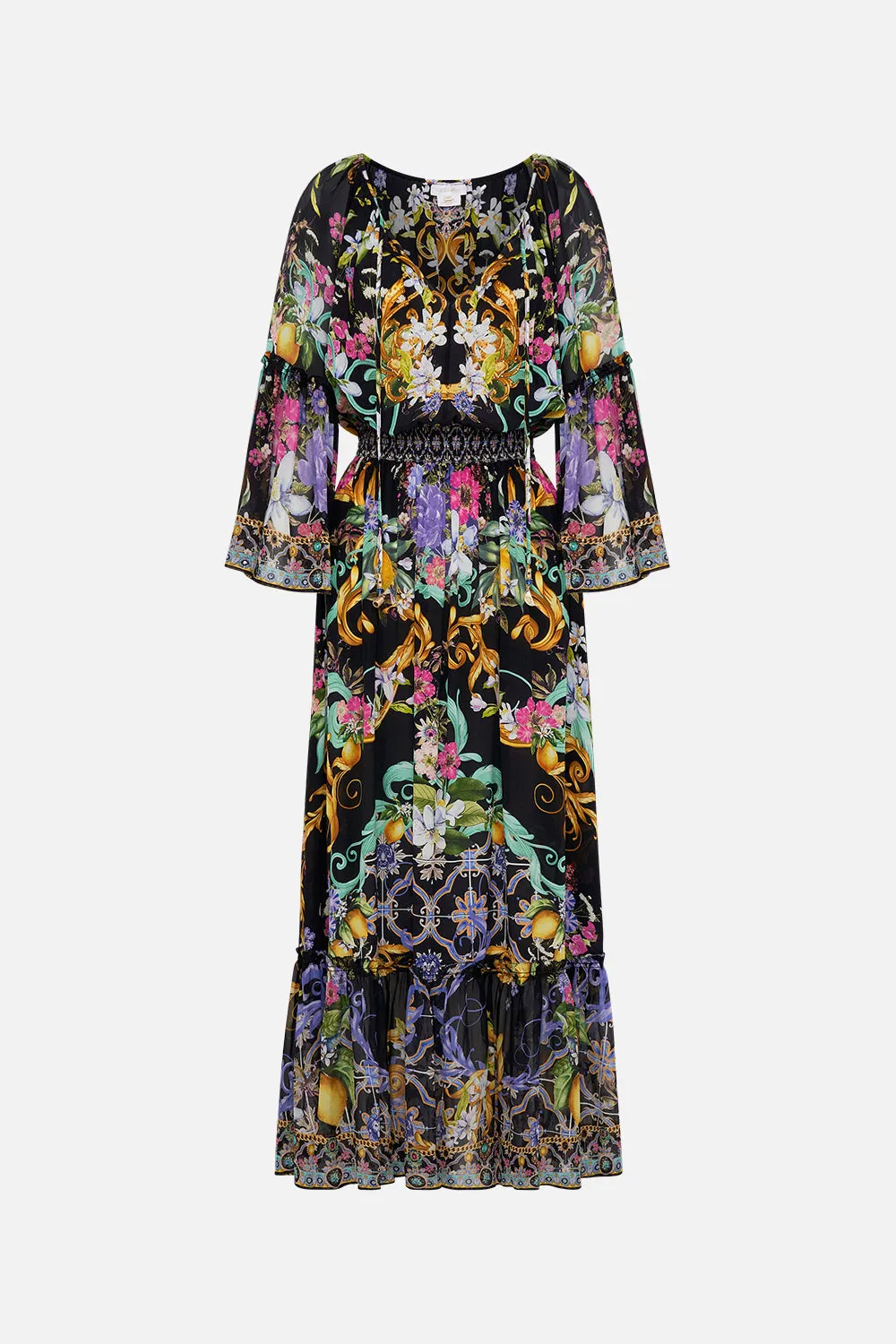 LONG DRESS WITH GATHERED BELL SLEEVE MEET ME IN MARCHESA sold by Camilla product image thumbnail 3