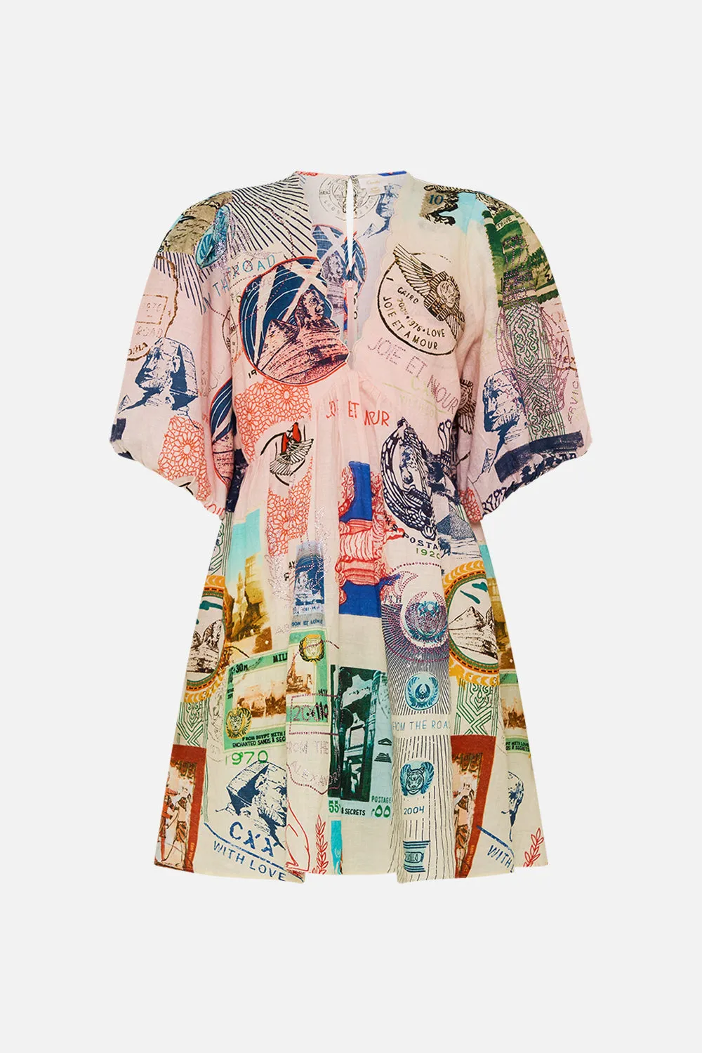 V NECK PUFF SLEEVE SHORT DRESS HAUTE PASSPORT sold by Camilla product image thumbnail 3