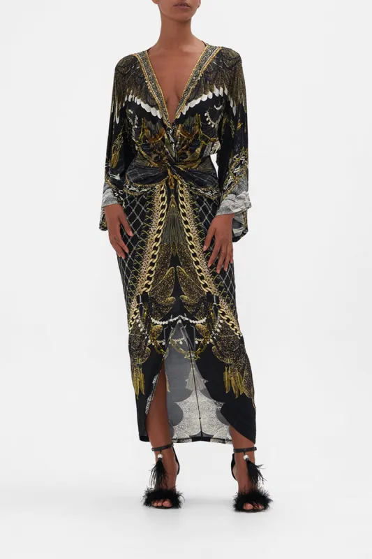 LONG SPLIT FRONT TWIST DRESS RAVIN RAVEN sold by Camilla