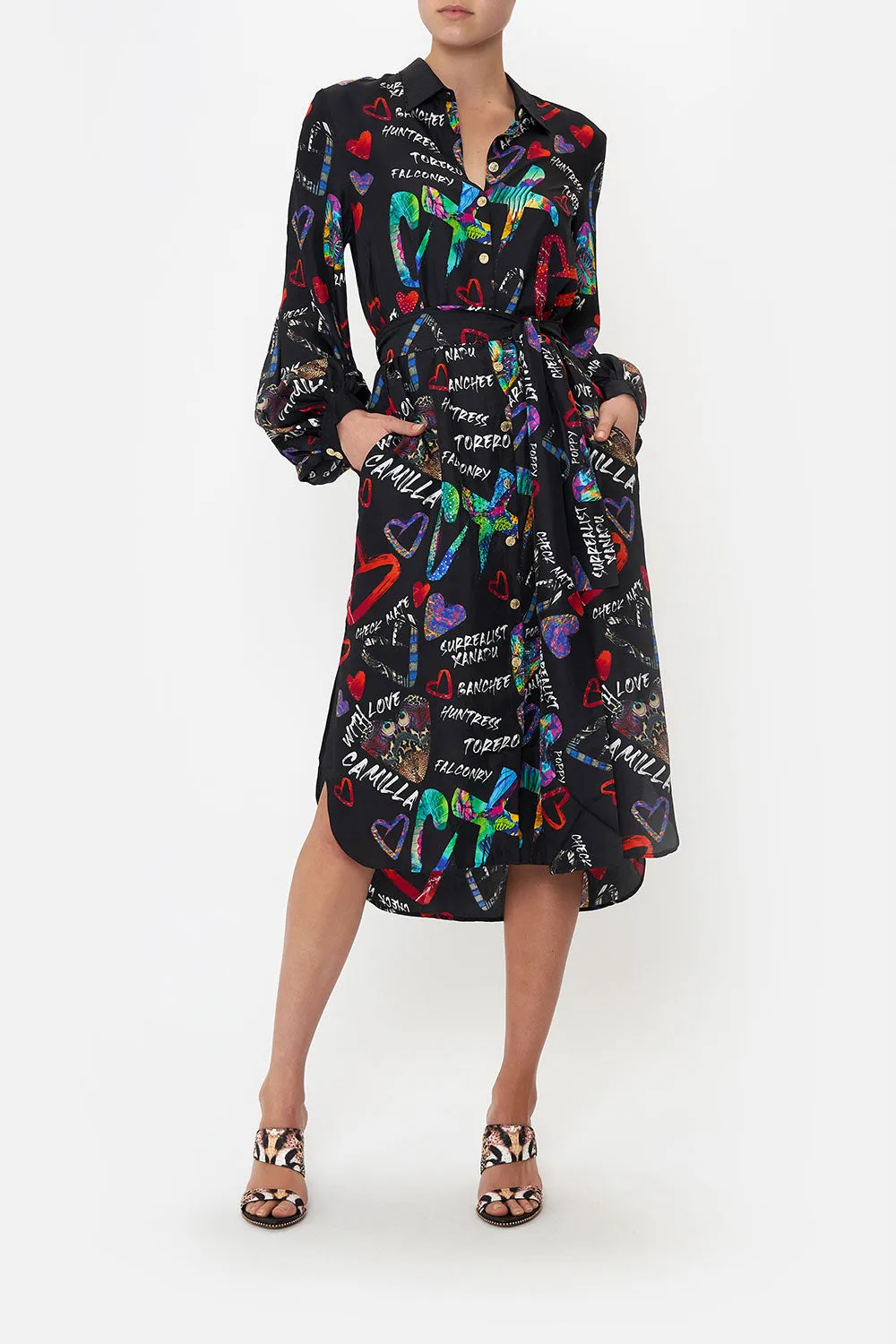 HIGH LOW MIDI SHIRT DRESS TAGGED UP sold by Camilla