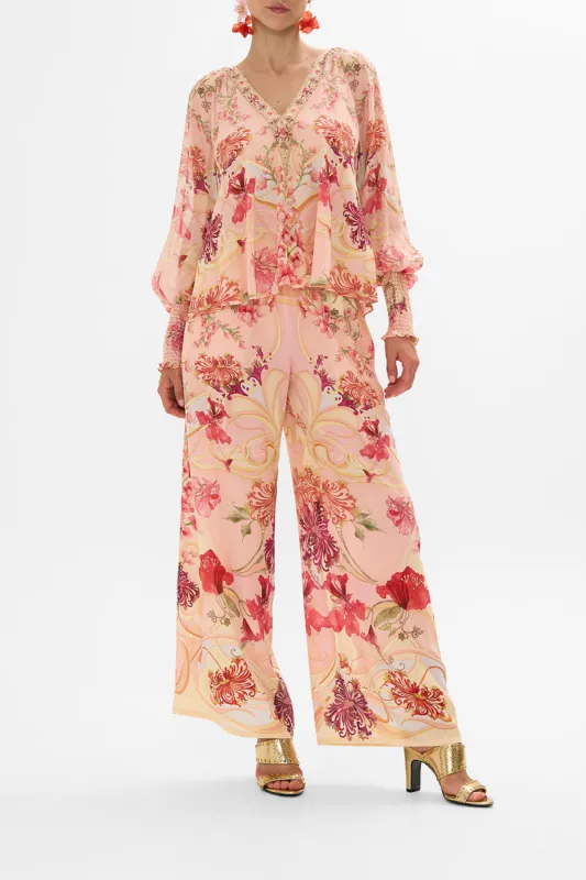 SHIRRED CUFF BLOUSE BLOSSOMS AND BRUSHSTROKES sold by Camilla