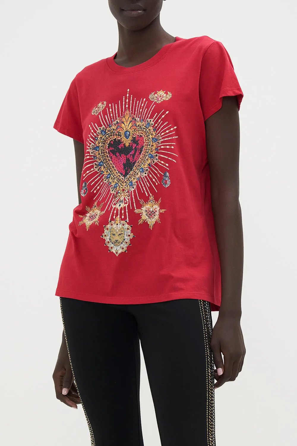 SLIM FIT ROUND NECK T-SHIRT VIEW FROM THE VEIL sold by Camilla product image thumbnail 5