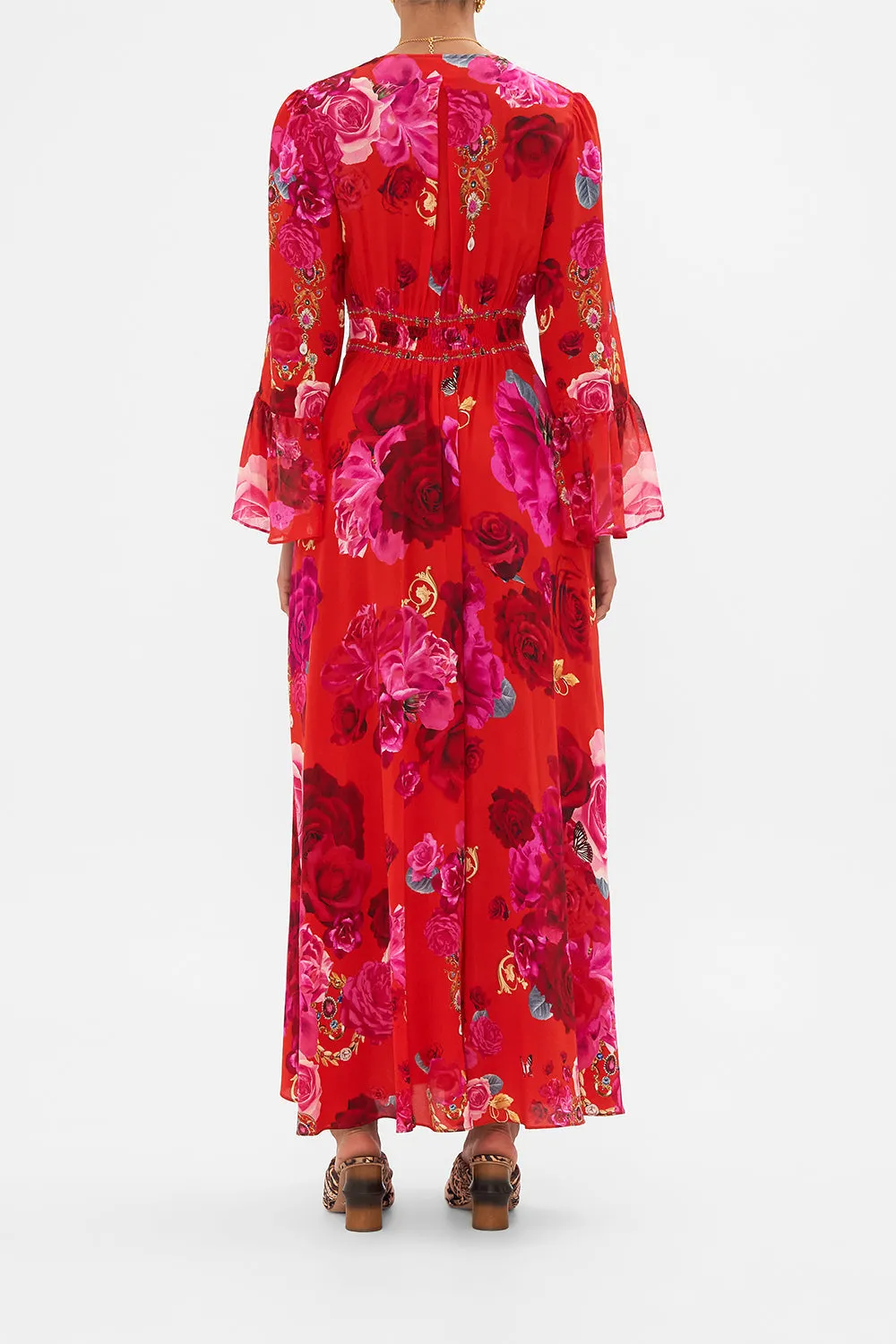 SHAPED WAISTBAND DRESS WITH RUFFLE SLEEVE ITALIAN ROSA sold by Camilla product image thumbnail 2