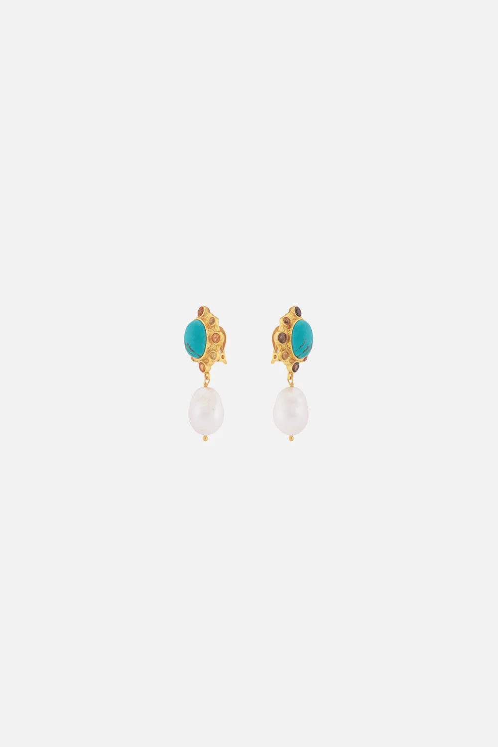 VIVI TURQUOISE AND PEARL EARRINGS MULTI sold by Camilla product image thumbnail 2
