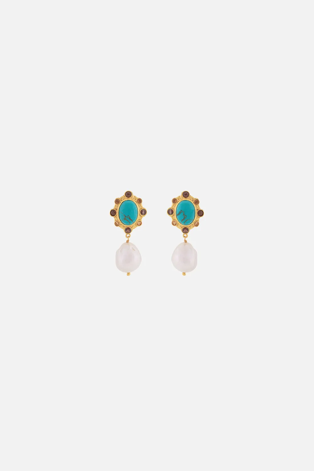 VIVI TURQUOISE AND PEARL EARRINGS MULTI sold by Camilla