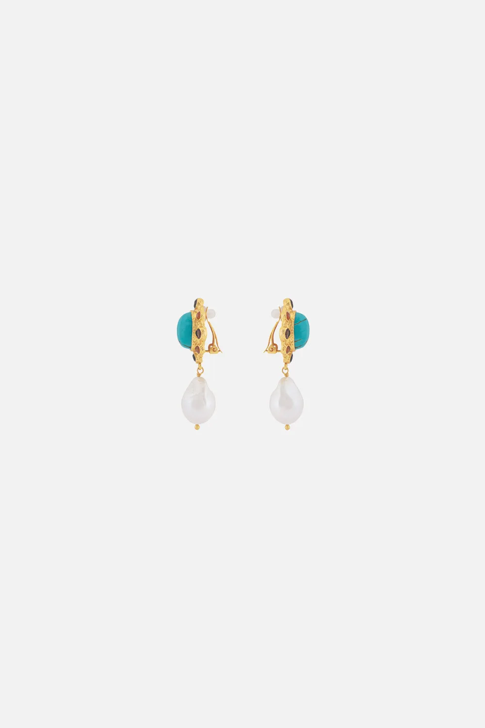 VIVI TURQUOISE AND PEARL EARRINGS MULTI sold by Camilla product image thumbnail 3