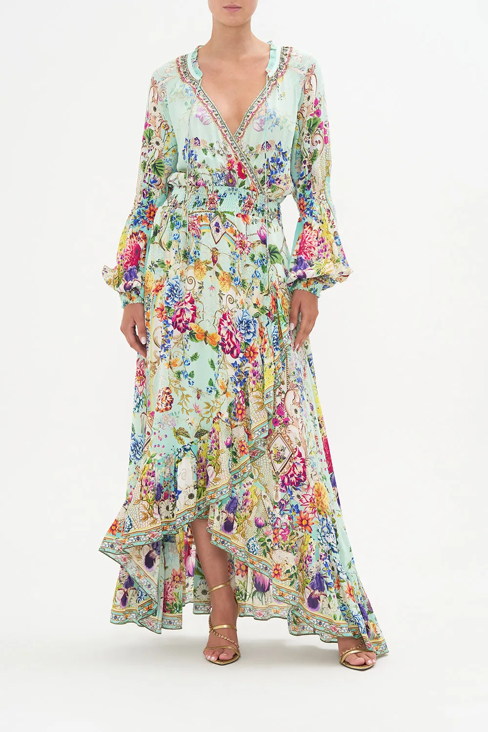 BLOUSON SLEEVE WRAP DRESS HONEY HONEY sold by Camilla