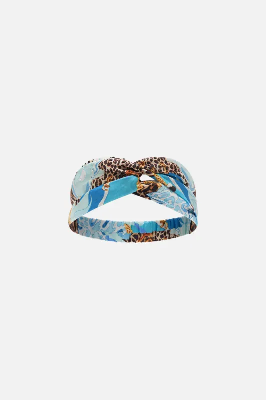 WOVEN TWIST HEADBAND SKY CHEETAH sold by Camilla