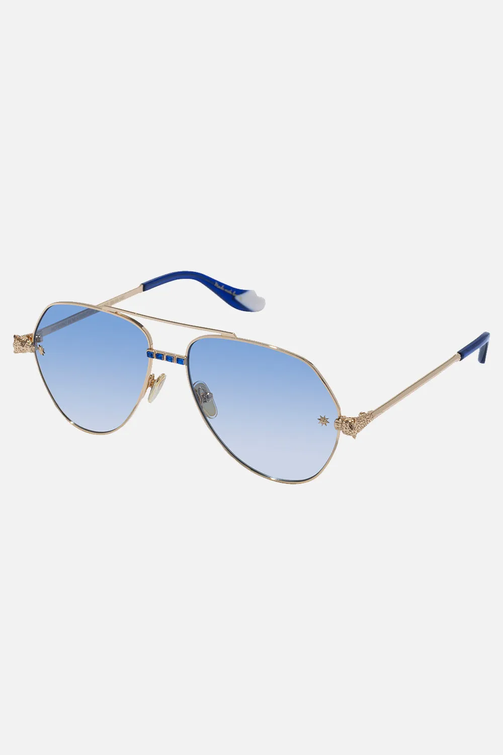 NOTHING IN MODERATION SUNGLASSES GOLD / BLUE sold by Camilla