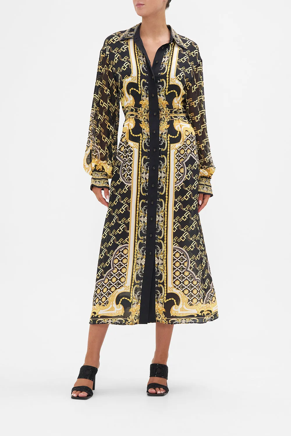 BUTTON DOWN BLOUSON SLEEVE DRESS TETHER ME NOT sold by Camilla