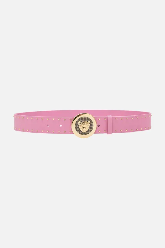 LEOPARD BUTTON BELT SOLID PINK sold by Camilla