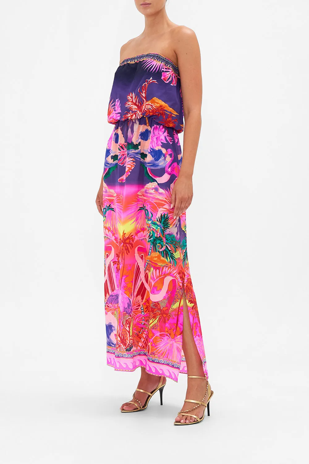 STRAPLESS BLOUSON DRESS FLIGHT OF THE FLAMINGO sold by Camilla product image thumbnail 4