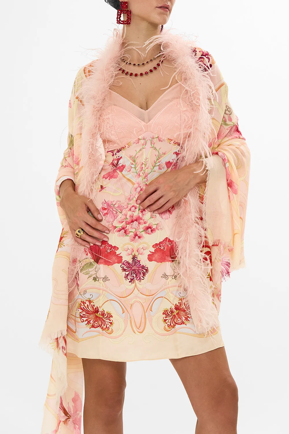 FEATHER TRIM SHAWL BLOSSOMS AND BRUSHSTROKES sold by Camilla product image thumbnail 5