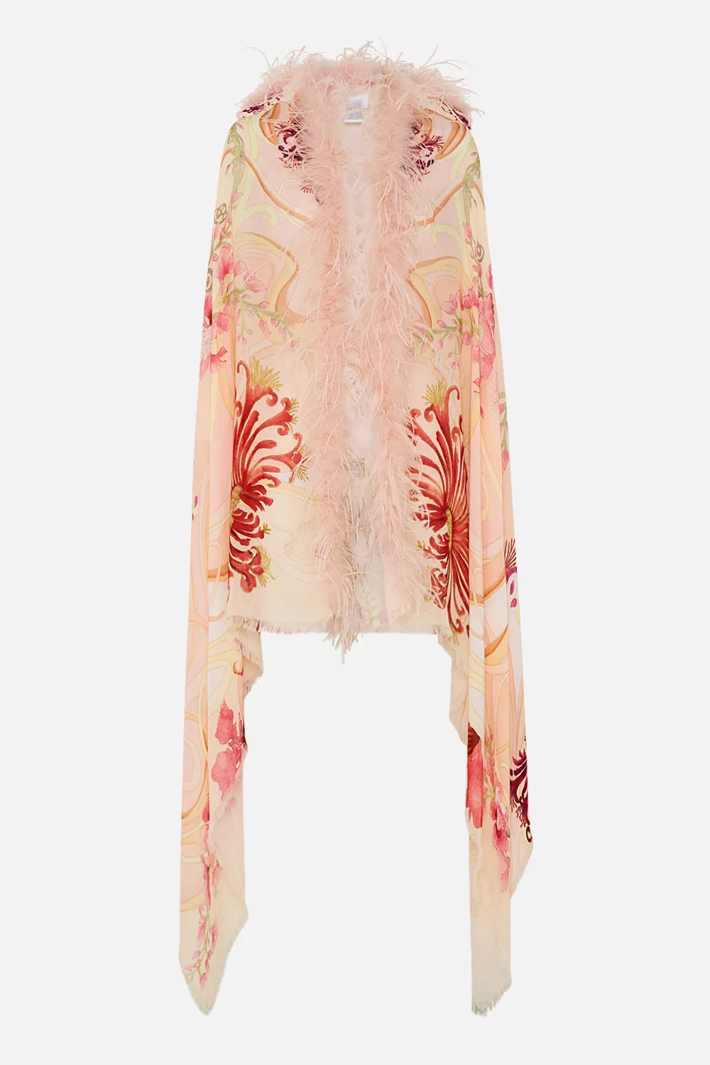 FEATHER TRIM SHAWL BLOSSOMS AND BRUSHSTROKES sold by Camilla product image thumbnail 3