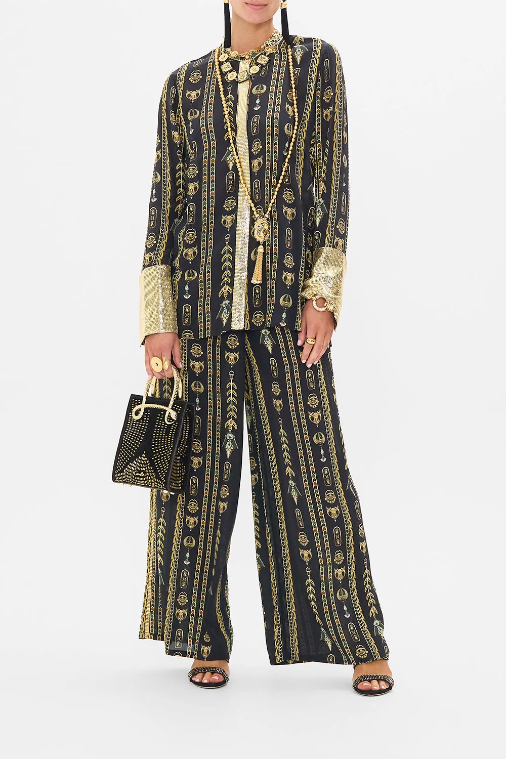 SHIRT WITH GILDED MESH PLACKET AND CUFFS THEY CALLED HER NEFERTARI sold by Camilla