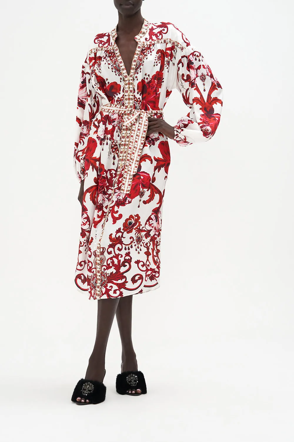 BLOUSON SLEEVE MIDI DRESS CROWN OF THORNS sold by Camilla