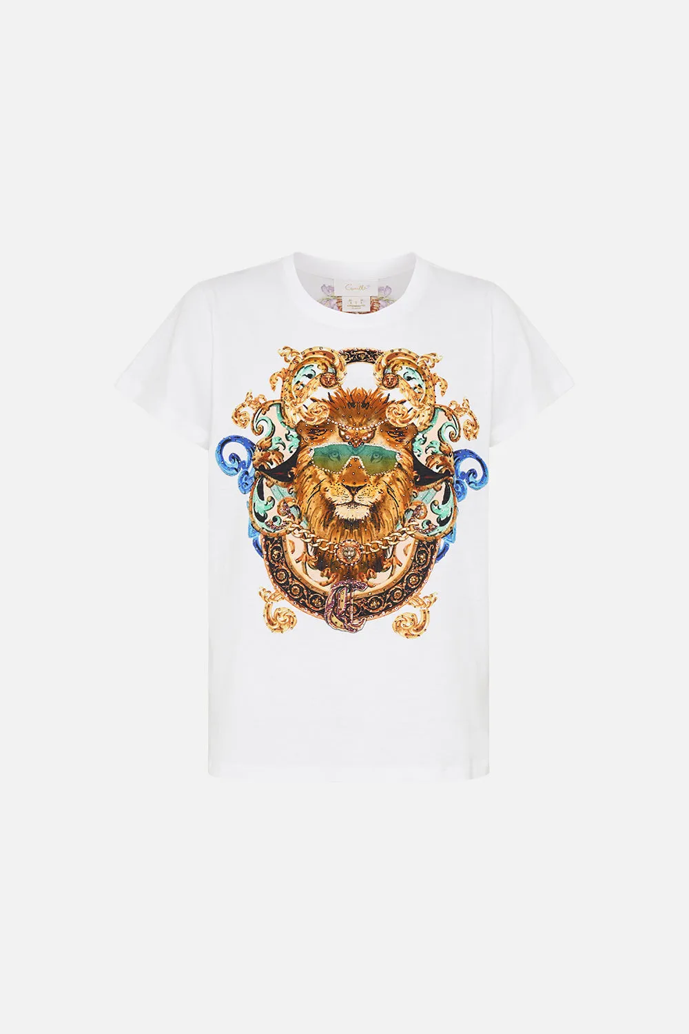 SLIM FIT ROUND NECK T-SHIRT ROYALTY LOYALTY sold by Camilla product image thumbnail 3