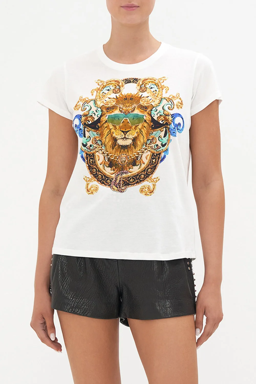 SLIM FIT ROUND NECK T-SHIRT ROYALTY LOYALTY sold by Camilla product image thumbnail 5