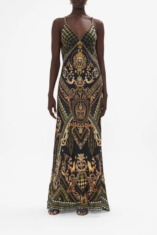 V NECK FULL LENGTH BIAS SLIP DRESS DUOMO DYNASTY sold by Camilla