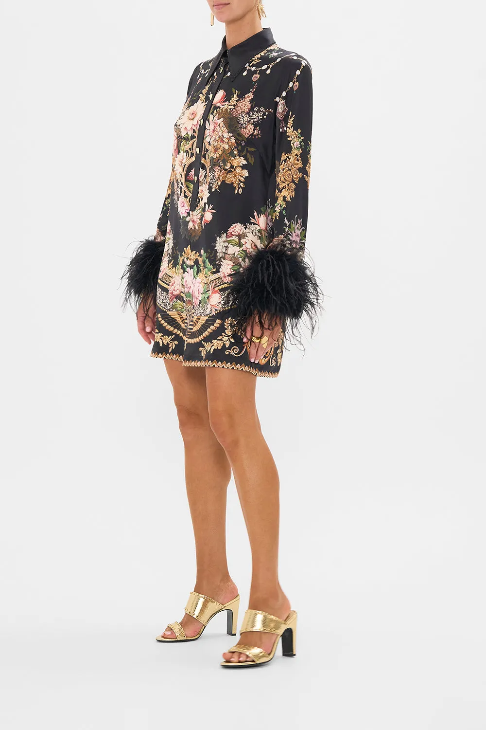 MINI SHIRT DRESS WITH FEATHERS DYNASTY DAZE sold by Camilla product image thumbnail 3