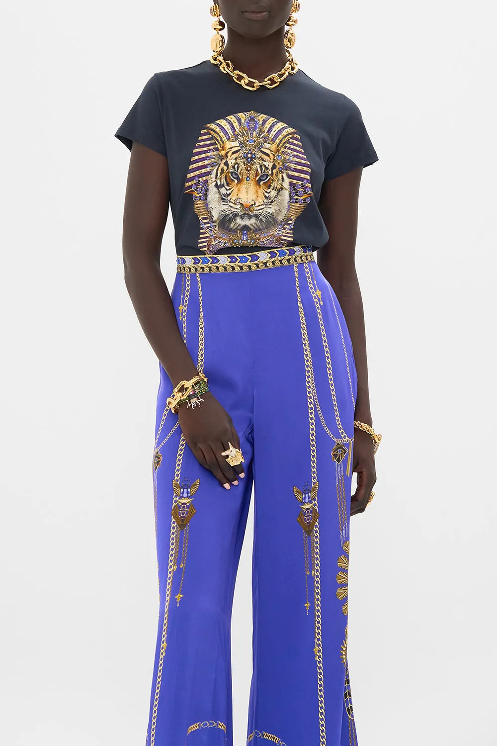 SLIM FIT ROUND NECK T-SHIRT - BLACK MY FAIR PHARAOH sold by Camilla product image thumbnail 5