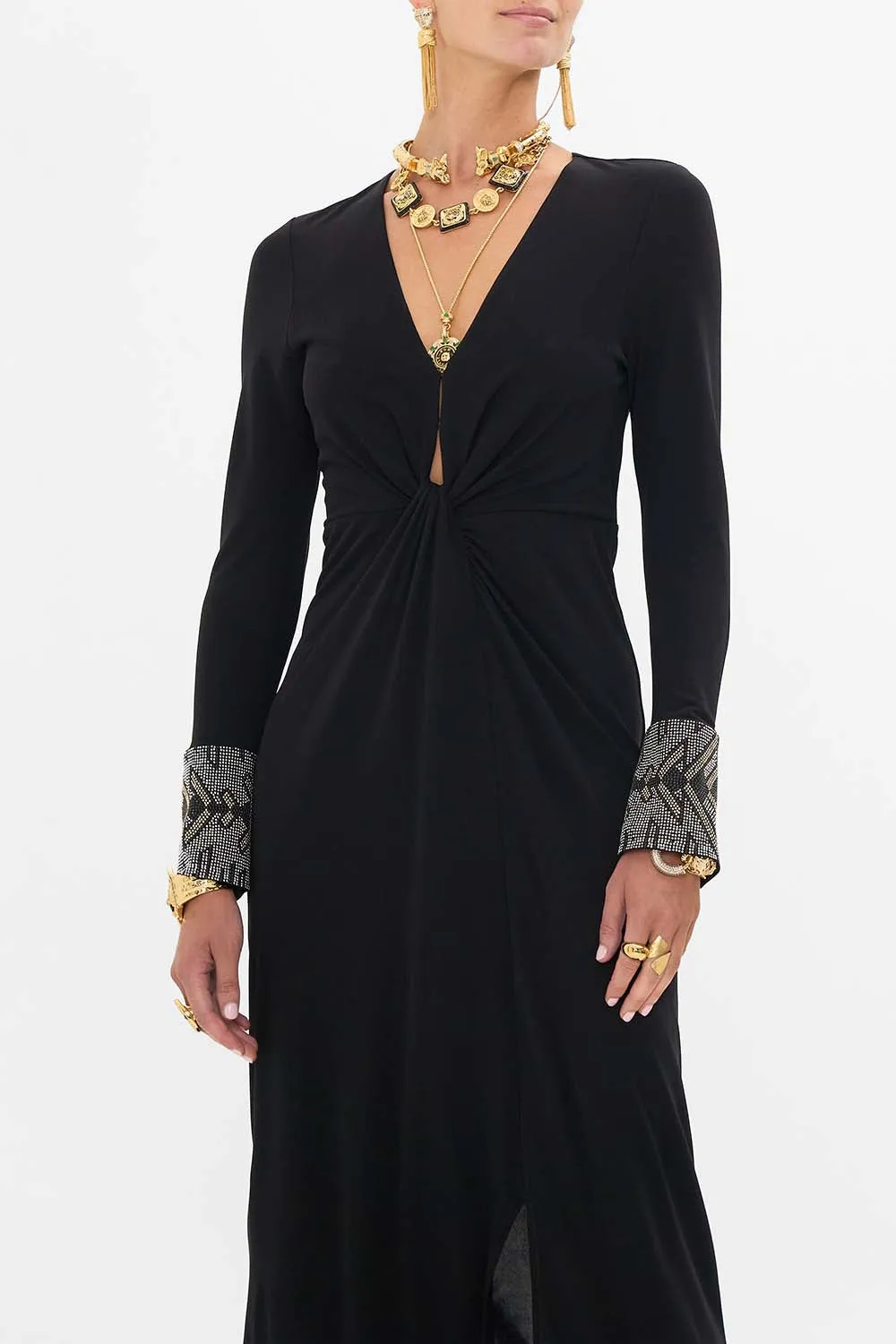 LONG V NECK TWIST FRONT JERSEY DRESS CARTOUCHE KINGDOM sold by Camilla product image thumbnail 5