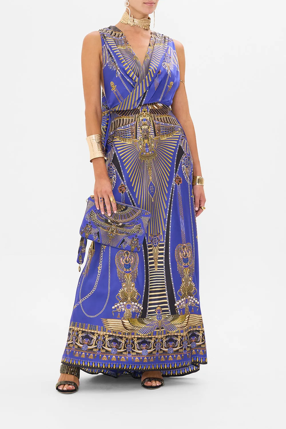 SLEEVELESS DRAPED T BACK LONG DRESS MY FAIR PHARAOH sold by Camilla