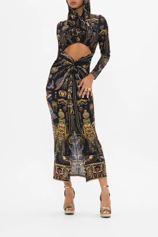 TWIST FRONT JERSEY HOODED DRESS CARTOUCHE KINGDOM sold by Camilla