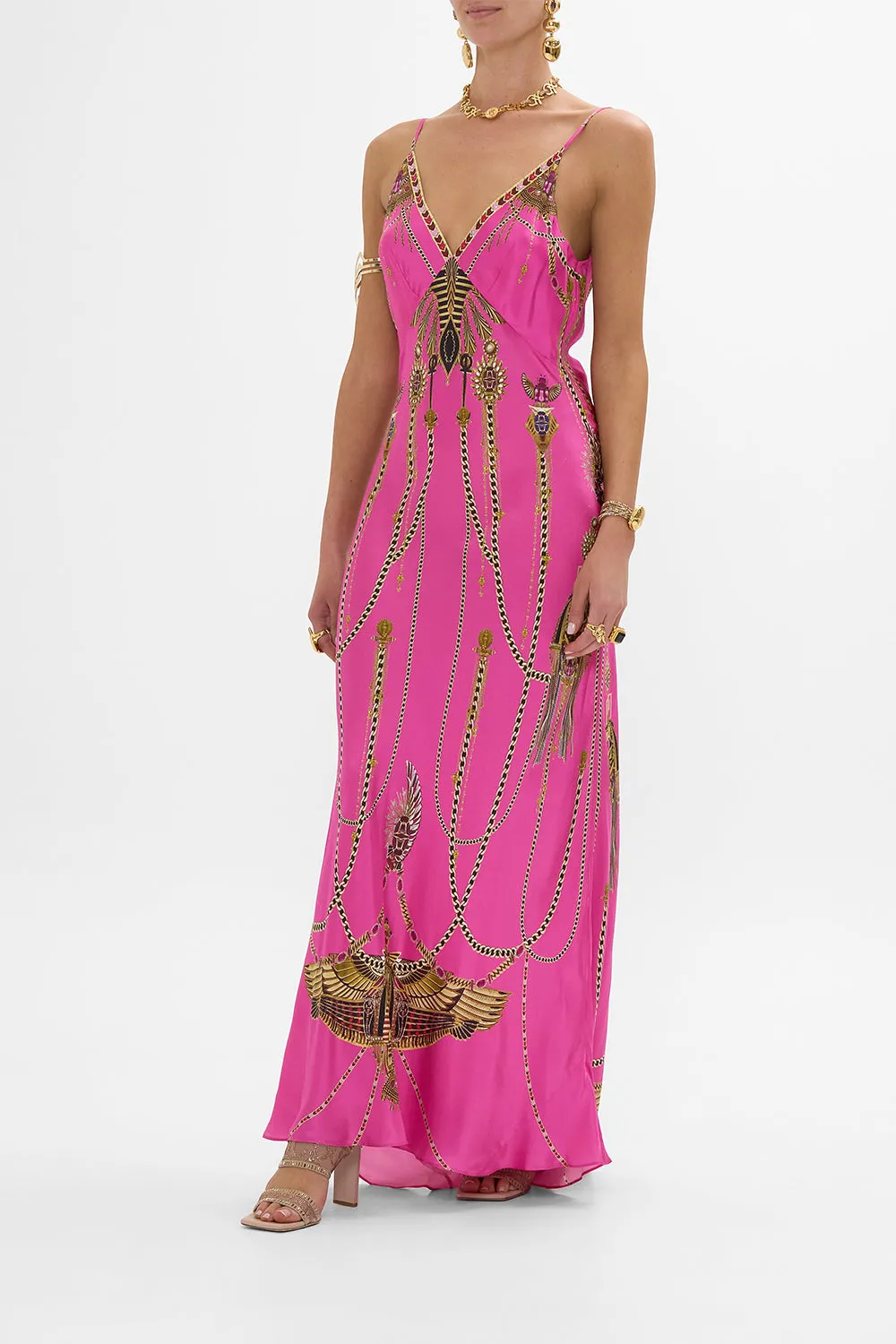 V NECK LONG BIAS SLIP DRESS WITH TRAIN SONG OF THE SCARAB sold by Camilla product image thumbnail 4