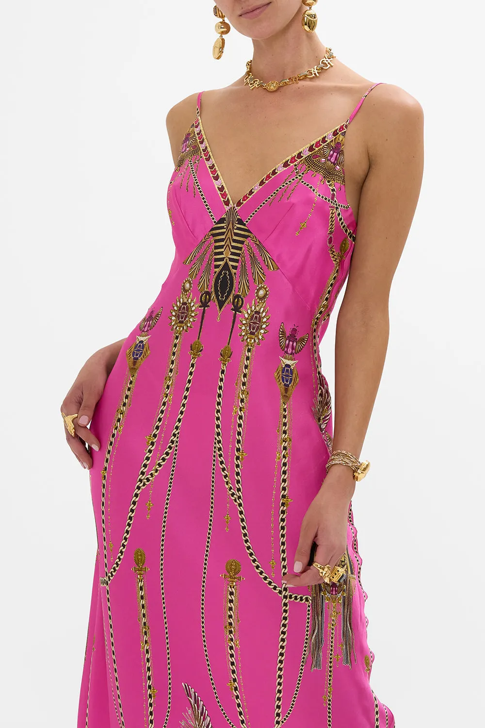 V NECK LONG BIAS SLIP DRESS WITH TRAIN SONG OF THE SCARAB sold by Camilla product image thumbnail 5
