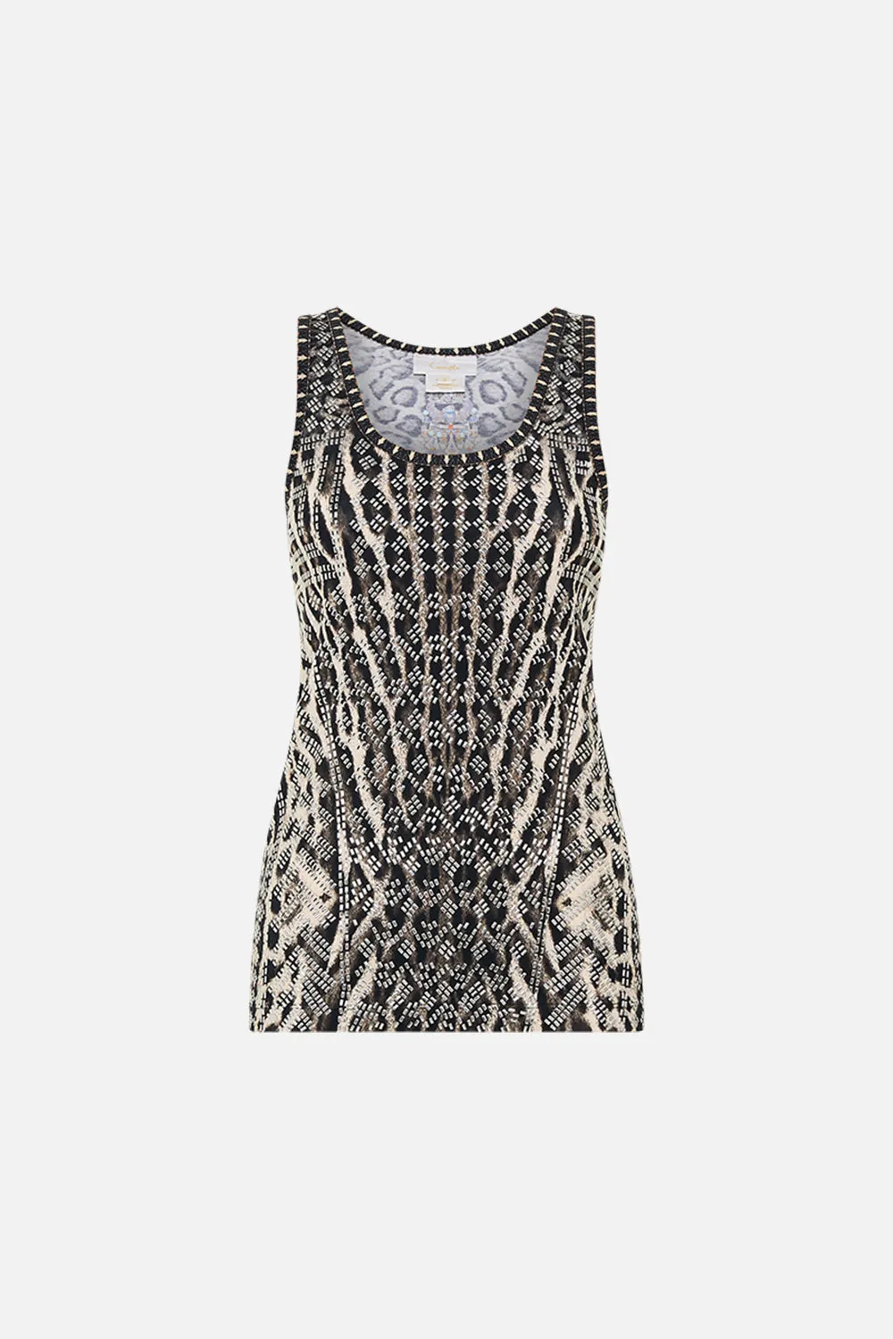 JERSEY SCOOP NECK TANK TOP CAT WORSHIP sold by Camilla product image thumbnail 3