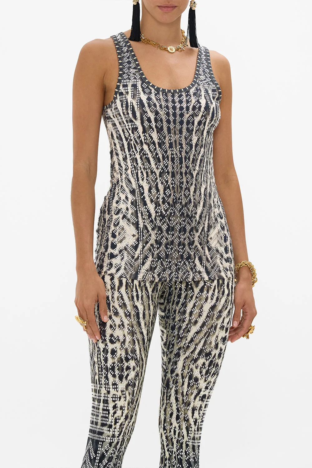 JERSEY SCOOP NECK TANK TOP CAT WORSHIP sold by Camilla product image thumbnail 5