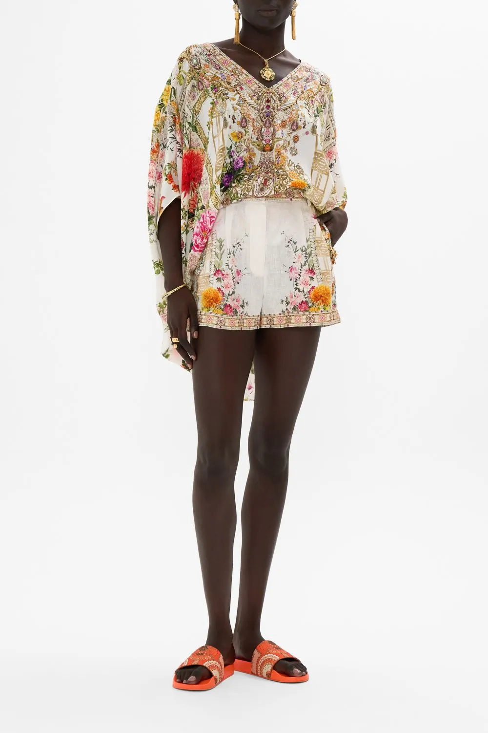 RECTANGULAR V NECK KAFTAN EGYPTIAN ROSE sold by Camilla