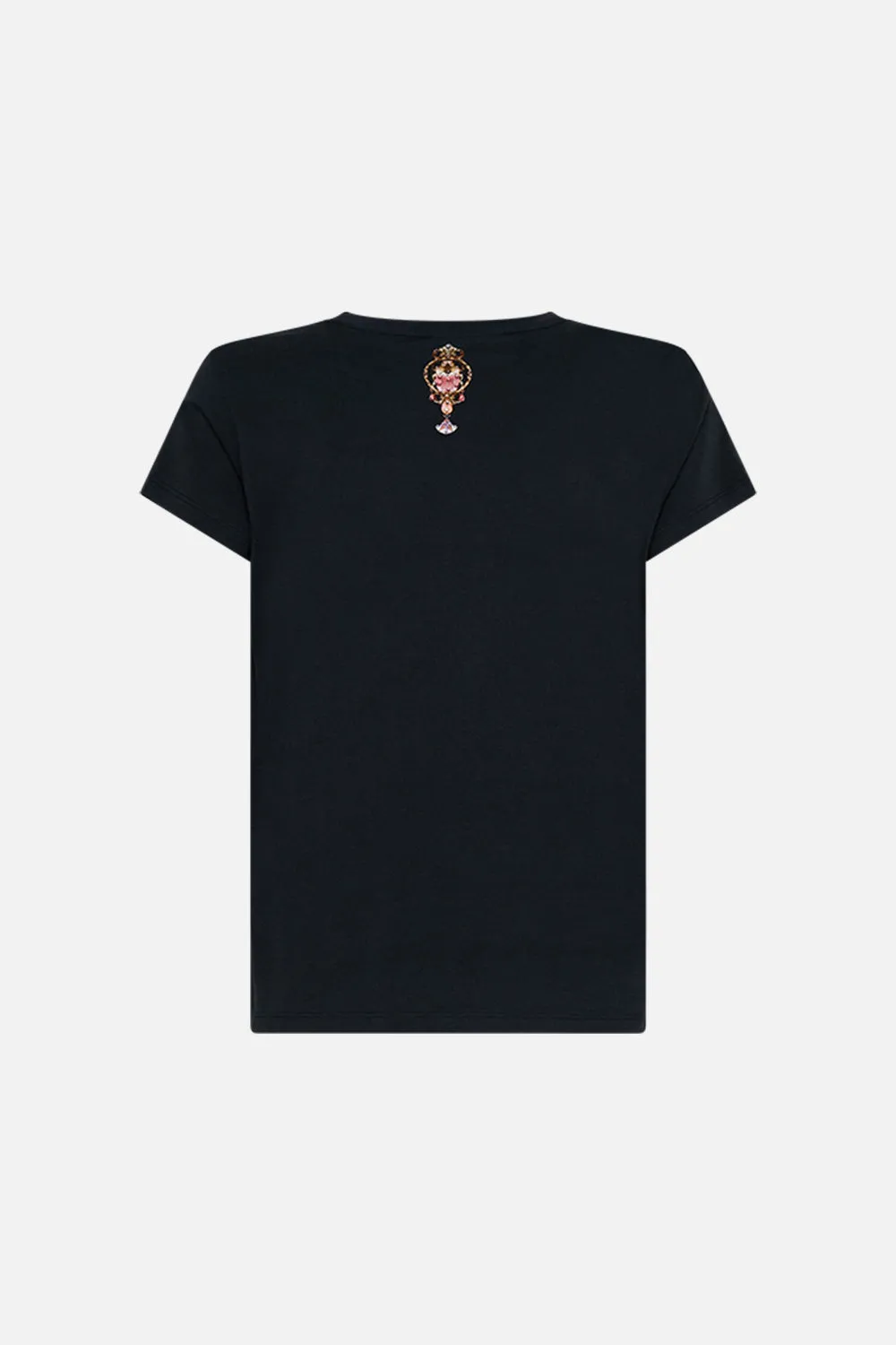 SLIM FIT ROUND NECK T-SHIRT - BLK/MULTI ADORNED IN ALEXANDRIA sold by Camilla product image thumbnail 2