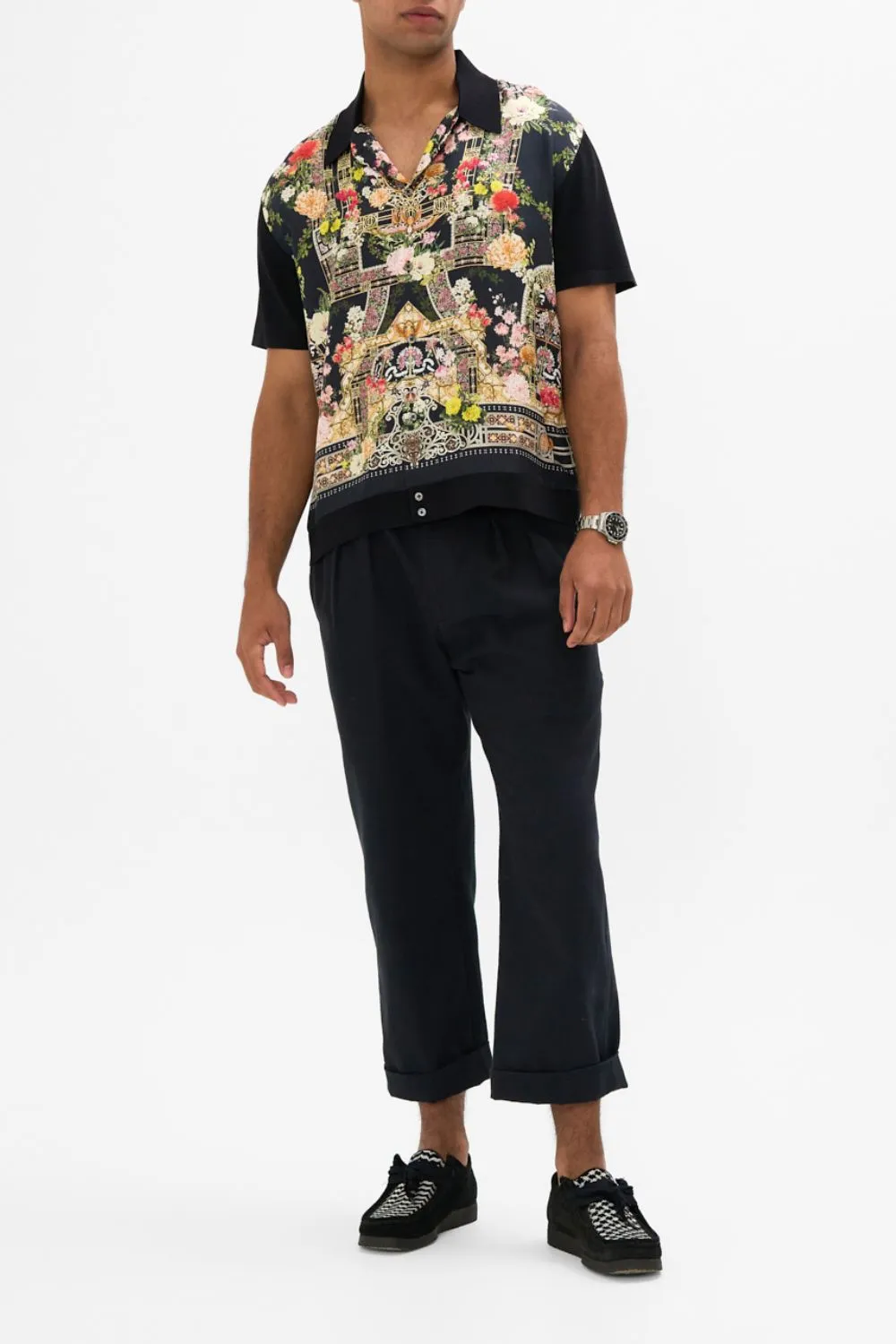 KNIT SLEEVE SILK SHIRT ADORNED IN ALEXANDRIA sold by Camilla