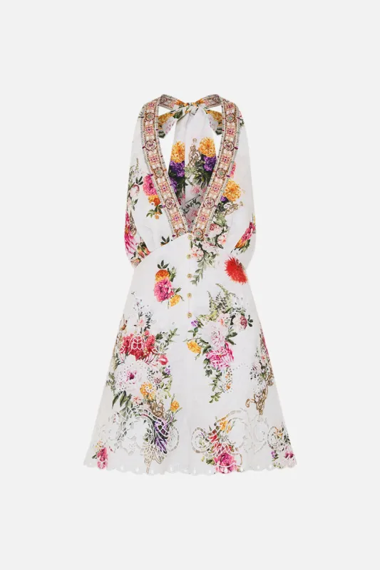 BUTTON FRONT HALTER PLAYSUIT EGYPTIAN ROSE made by Camilla