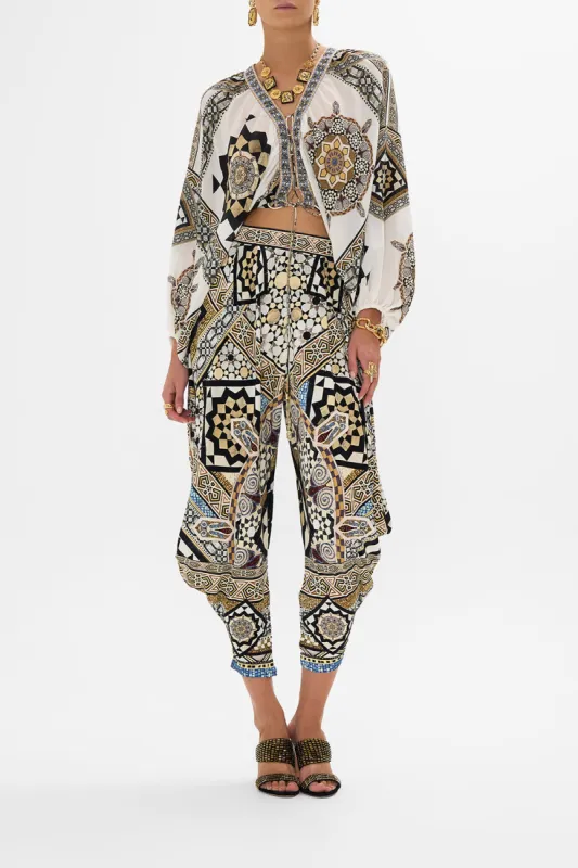 LACE UP FRONT BLOUSON SLEEVE BLOUSE TILE STYLE sold by Camilla