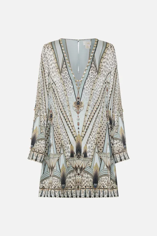 LONG SLEEVE DEEP V SHORT DRESS SAHARA STARLET sold by Camilla