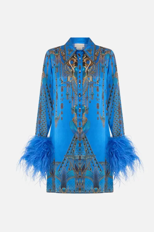 MINI SHIRT DRESS WITH FEATHER CUFF ARCHIVAL REVIVAL sold by Camilla