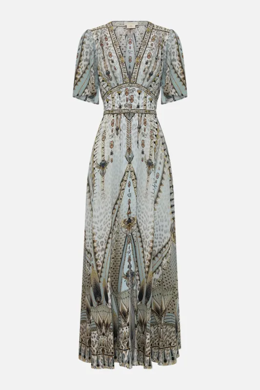 SHAPED WAISTBAND DRESS WITH FLUTTER SLEEVES SAHARA STARLET sold by Camilla