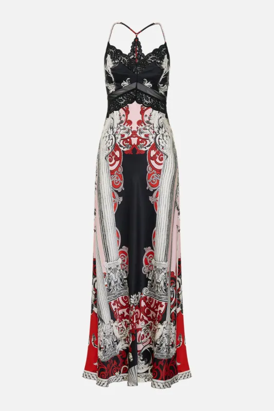 LACE SPLICE BIAS LONG DRESS MARK OF MEDUSA made by Camilla