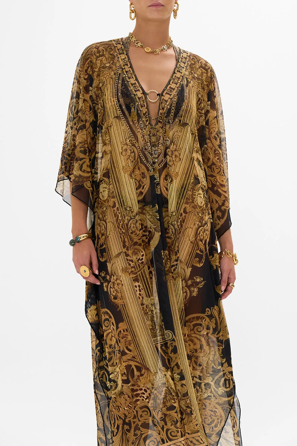 STRETCH MESH KAFTAN WITH TRIM ERA OF EMPIRES sold by Camilla product image thumbnail 5