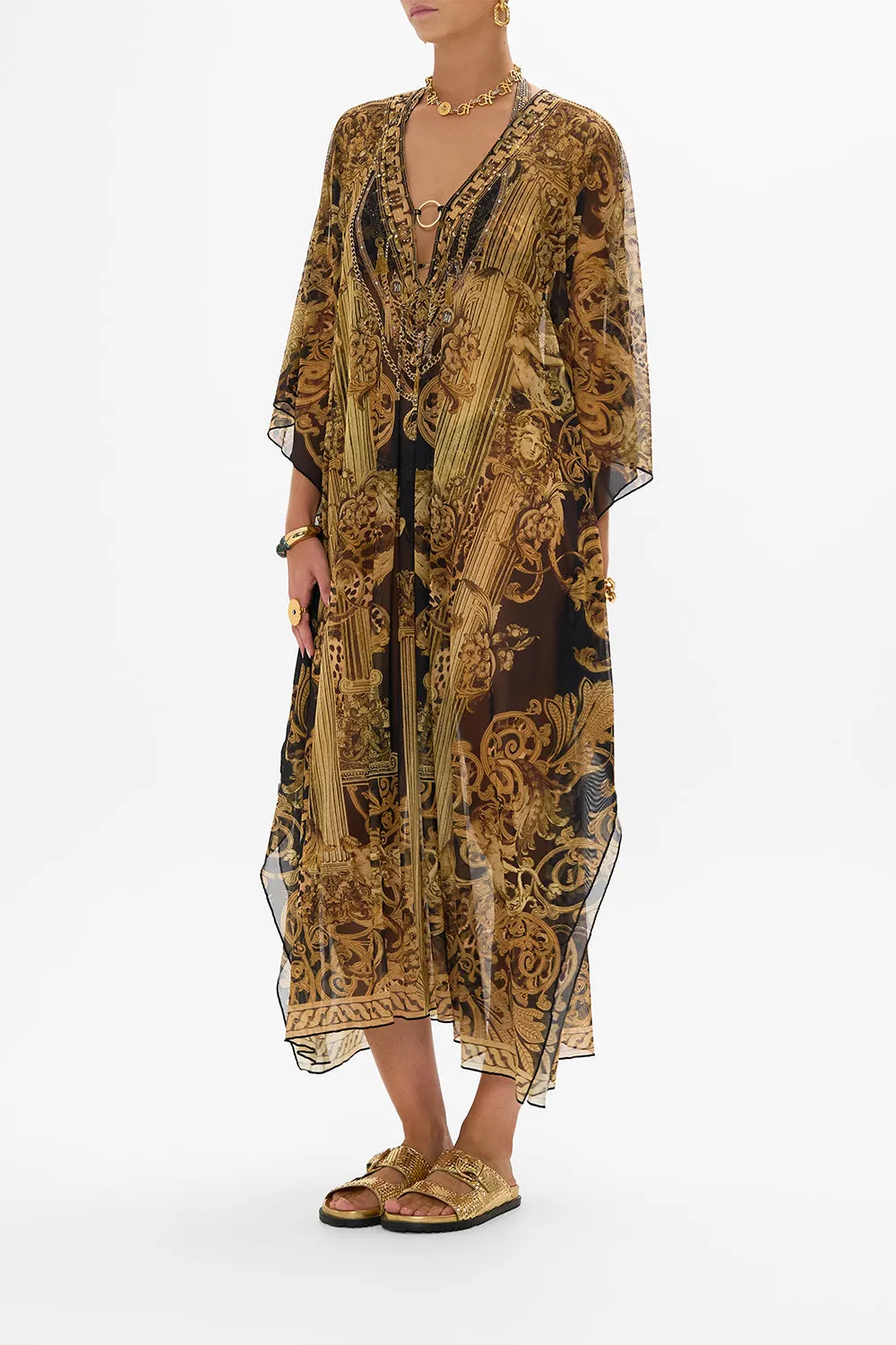 STRETCH MESH KAFTAN WITH TRIM ERA OF EMPIRES sold by Camilla product image thumbnail 4