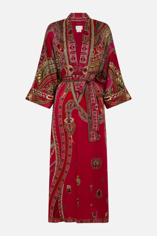 LONG ROBE WITH NARROW COLLAR KISSED BY A COBRA made by Camilla