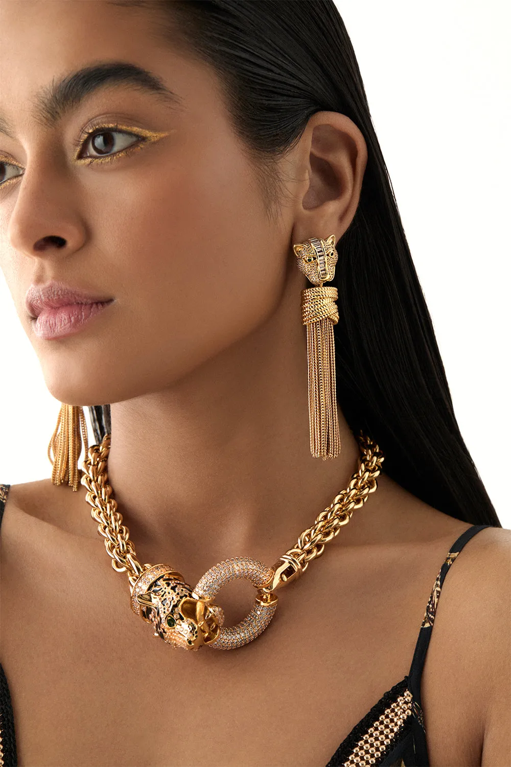 FIERCE FOLKLORE BASTET TASSEL EARRINGS GOLD sold by Camilla product image thumbnail 3