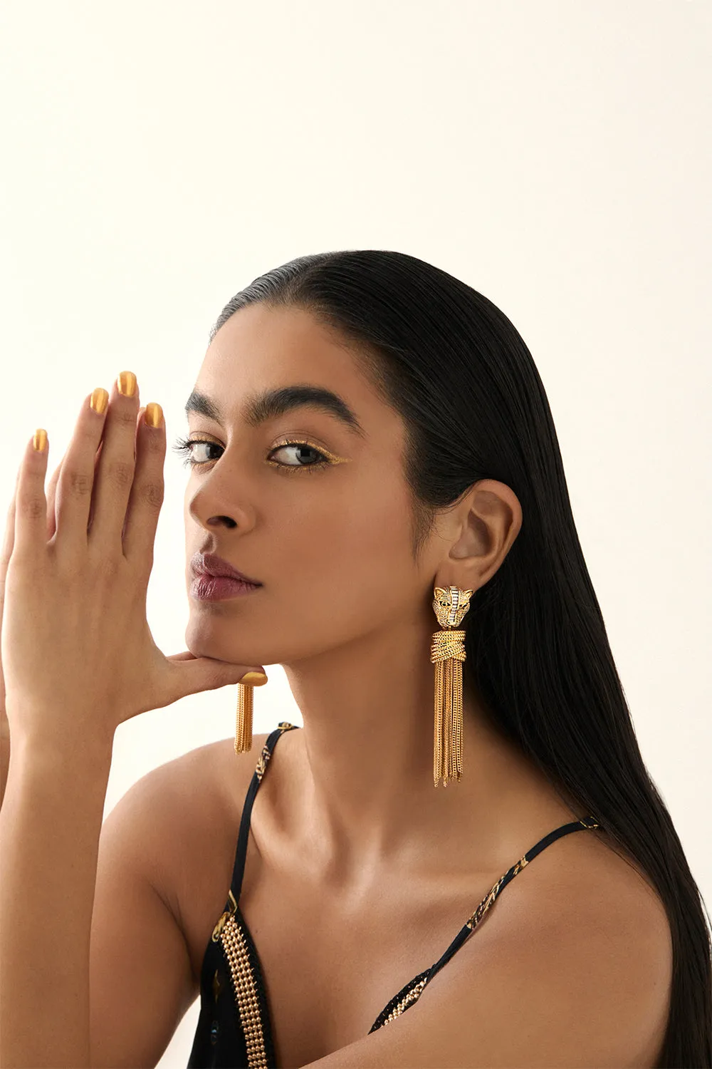 FIERCE FOLKLORE BASTET TASSEL EARRINGS GOLD sold by Camilla product image thumbnail 2